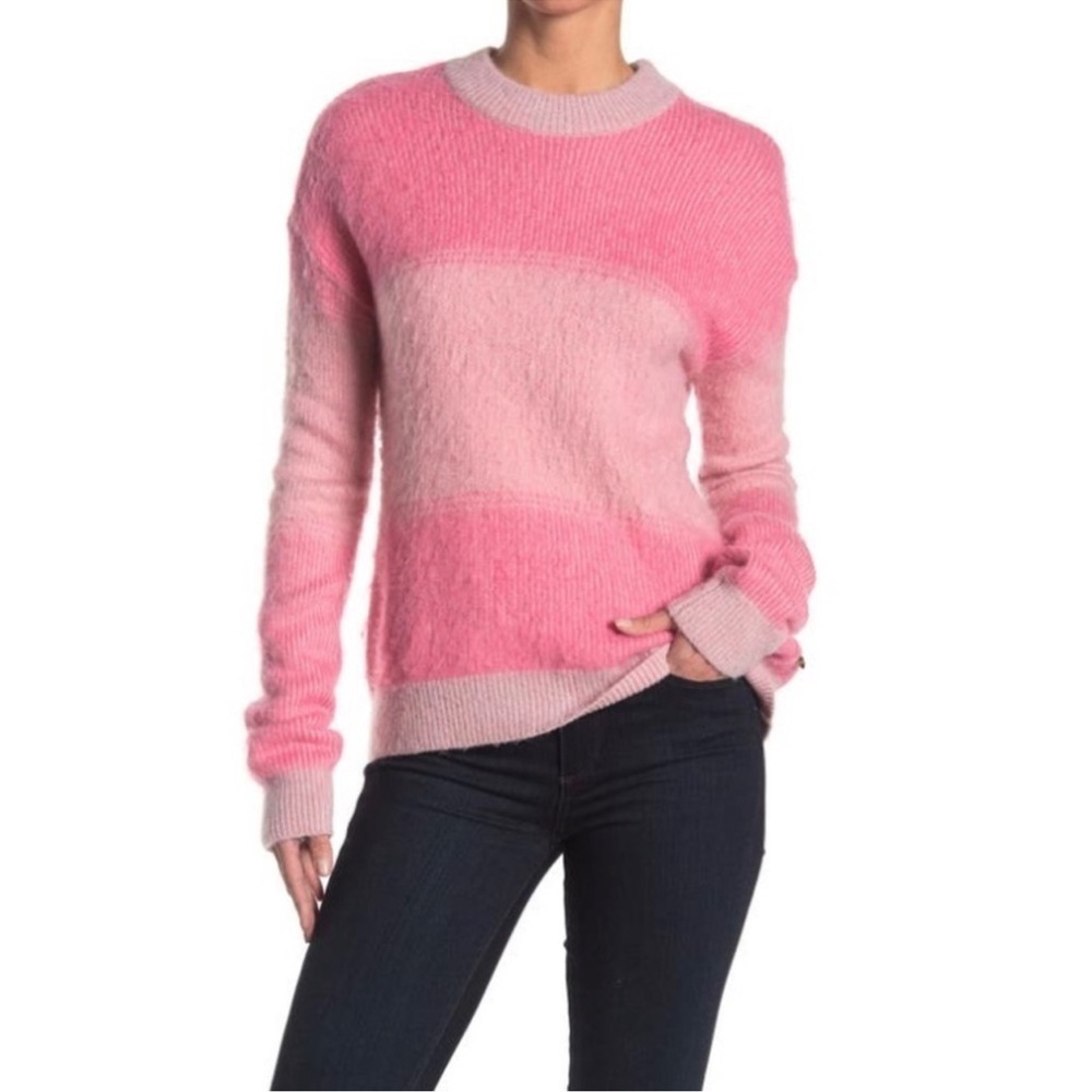 Scotch & Soda Pink Brushed Lambs Wool Ombre Crewneck Sweater
